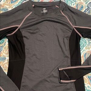 Fila Women's Charcoal and Black Long Sleeve Tee